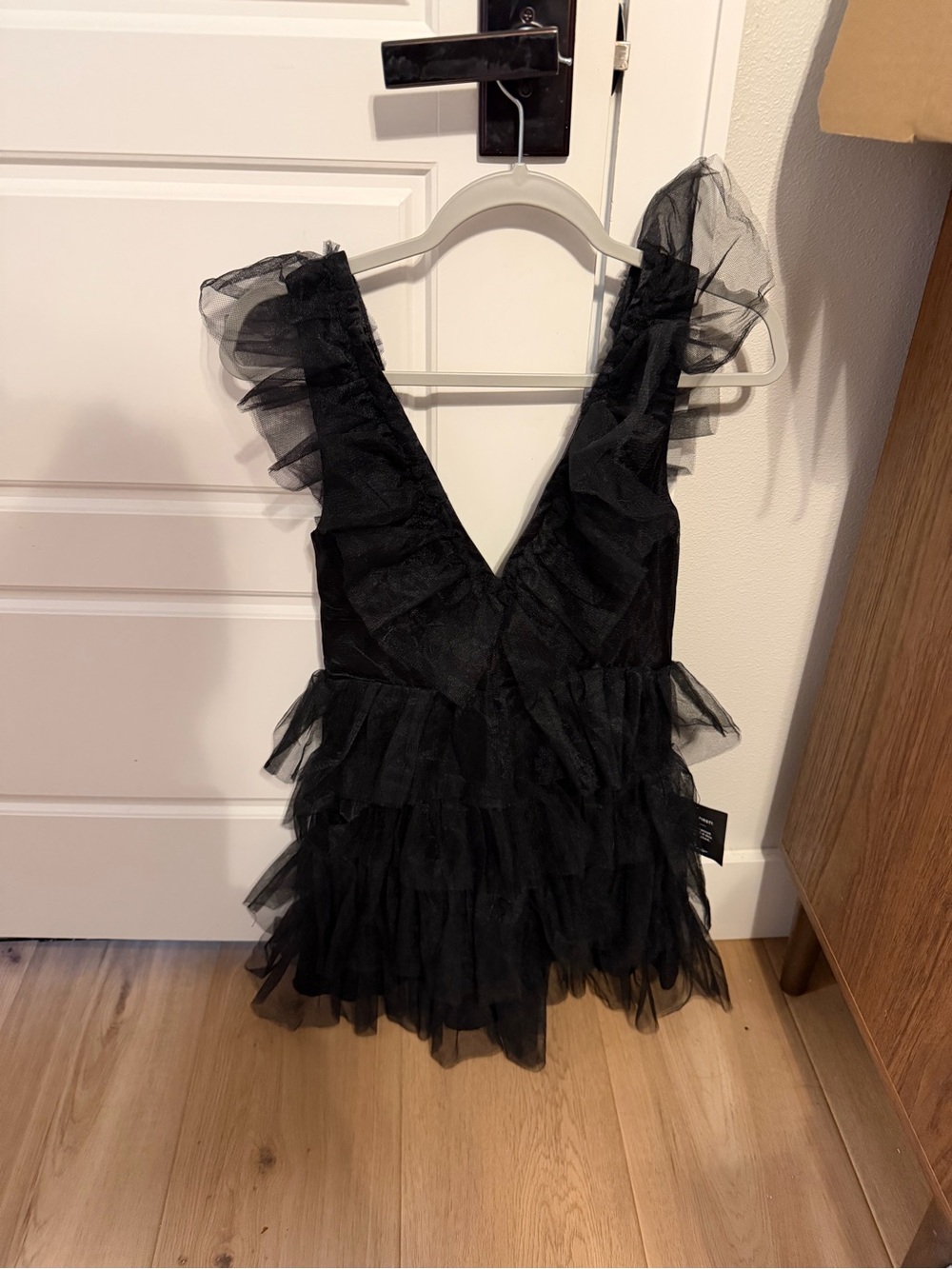 Lulu's Black Ruffled Tulle Mini Dress